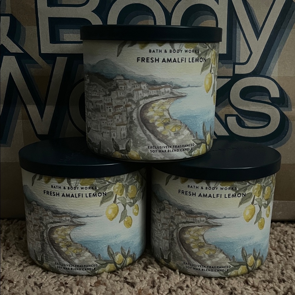 Bath And Body Works Fresh Amalfi Lemon 3 Wick candles
